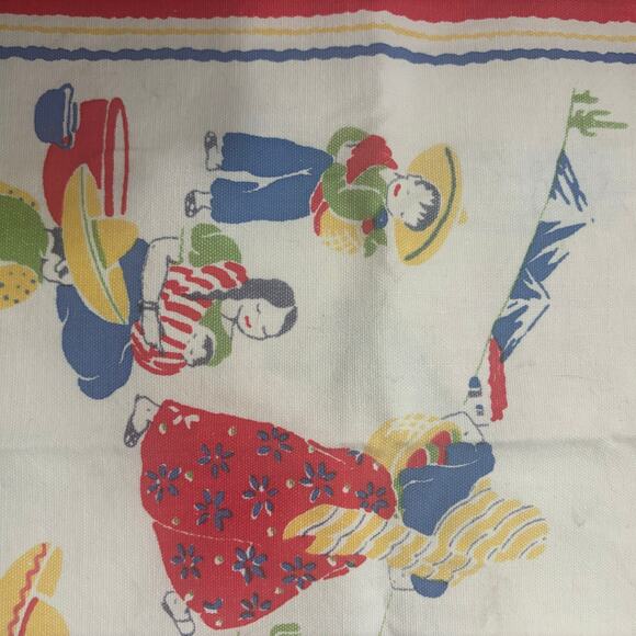 Vintage  Linen Kitchen Towel  Southwestern Aztec Kitschy Retro 26 x 16 - Picture 5 of 7
